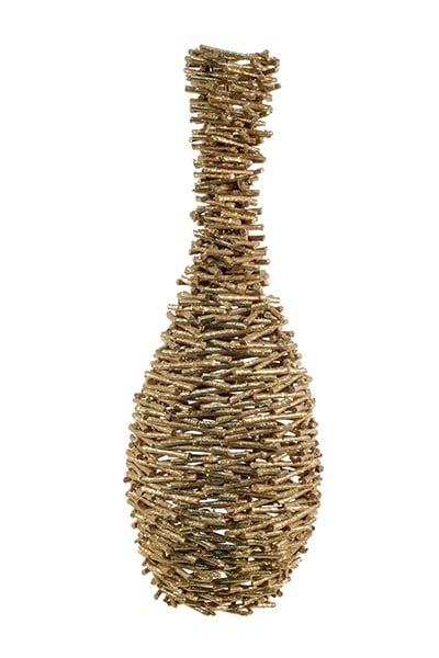 Vase brindille pailleté Design - moyen - noir/doré