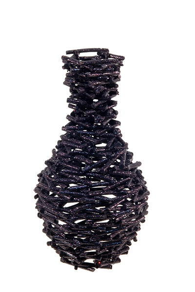 Vase brindille pailleté Design - moyen - noir/doré