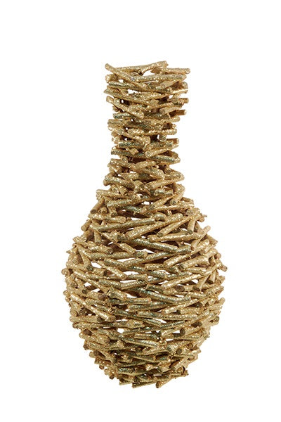 Vase brindille pailleté Design - moyen - noir/doré