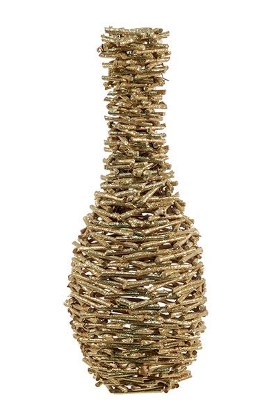 Vase brindille pailleté Design - moyen - noir/doré