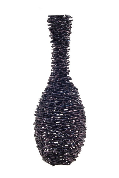 Vase brindille pailleté Design - moyen - noir/doré